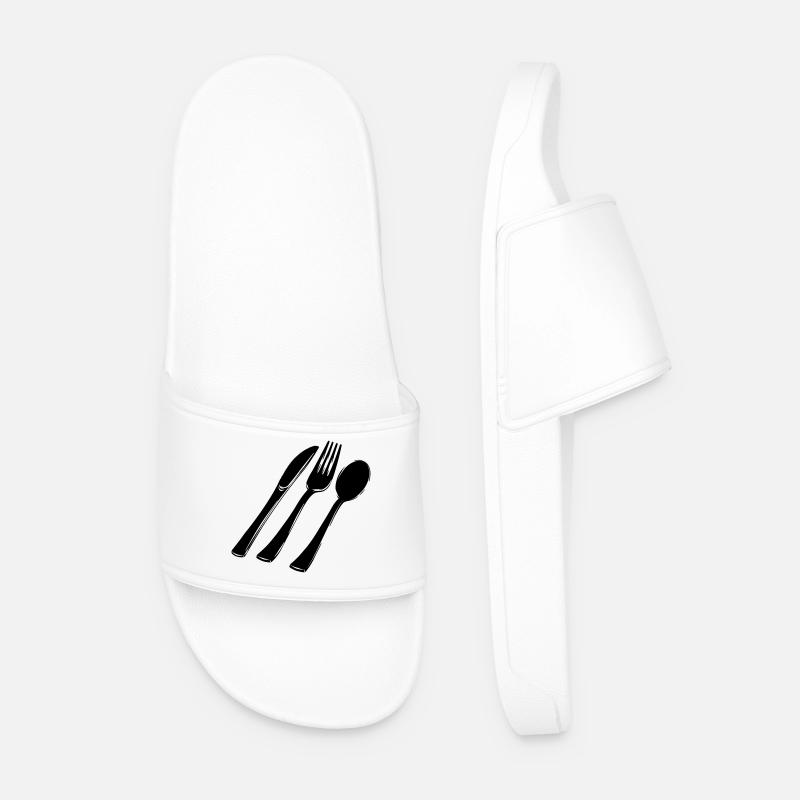 Cutlery fork spoon and knife - Men’s Pool Sliders - white