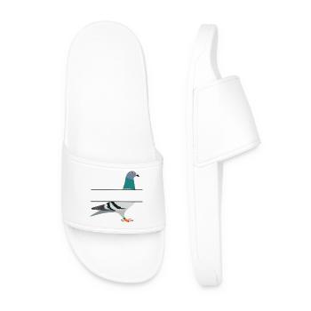 Pigeon with blank text bar between them to create your own name - Men’s Pool Sliders - white - Front