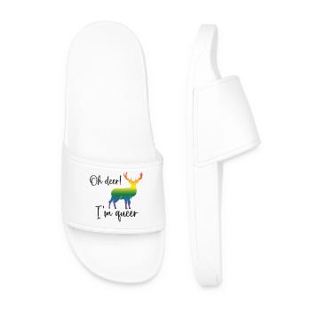Pride Month LGBTQ - Oh Deer I'm Queer! - Men’s Pool Sliders - white - Front