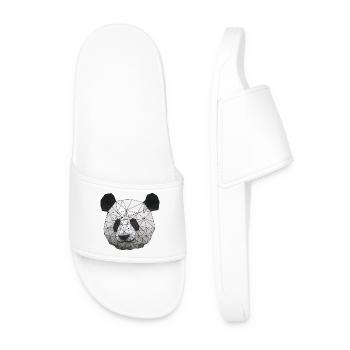 Polygonal Panda Bär Low Poly Kunst Dreieck Formen - Männer Badelatschen - Weiß - Vorne