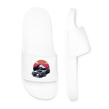 JDM car Japanese Retro Car Racing Drifting Legend - Men’s Pool Sliders - white - Front