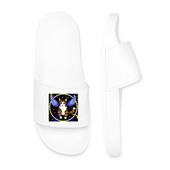 Angel cat in space. - Men’s Pool Sliders - white - Front