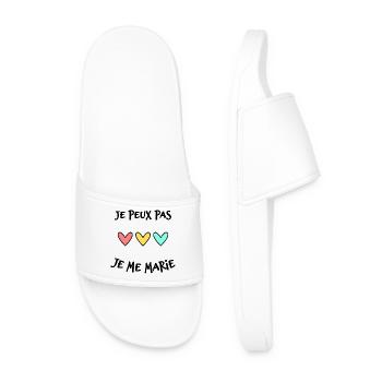 JUST MARRIED. EVJF. SAINT VALENTIN. COUPLE - Claquettes Homme - blanc - Devant