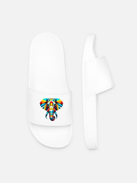 Elephant Pop Art - Men’s Pool Sliders - white