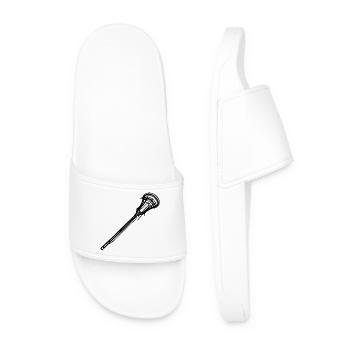 Lacrosse Stick Sketch - Men’s Pool Sliders - white - Front