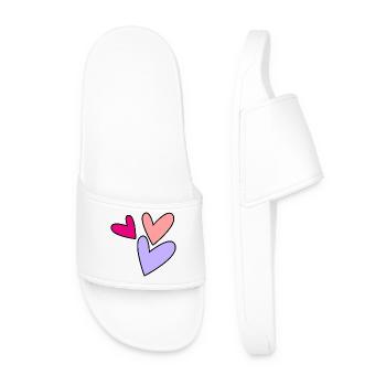 MOTHER'S DAY. HEART. HAPPY BIRTHDAY. MOM - Men’s Pool Sliders - white - Front
