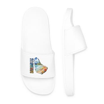 Watercolor Map Barbados - Men’s Pool Sliders - white - Front