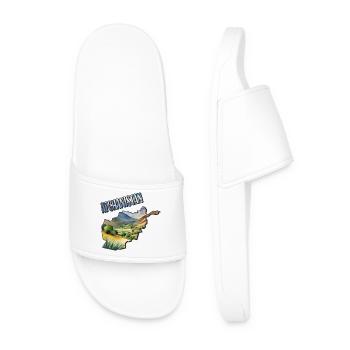 Watercolor Map of Afghanistan - Men’s Pool Sliders - white - Front
