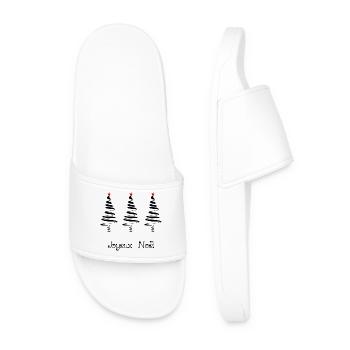 SANTA CLAUS. CHRISTMAS. MERRY CHRISTMAS. MERRY CHRISTMAS - Men’s Pool Sliders - white - Front