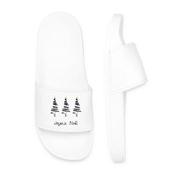 SAPIN. NOËL. MERRY CHRISTMAS. BONNE ANNEE - Claquettes Homme - blanc - Devant