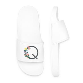 Elégante lettre 'Q' avec des fleurs - Claquettes Homme - blanc - Devant