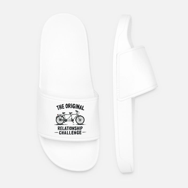 Tandem Challenge Funny Bicycle Design - Men’s Pool Sliders - white