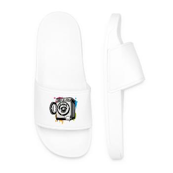 Raccoon in the washing machine - Humorous motif - Men’s Pool Sliders - white - Front