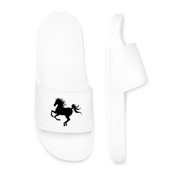 Graceful Horse Silhouette in Motion - Men’s Pool Sliders - white - Front