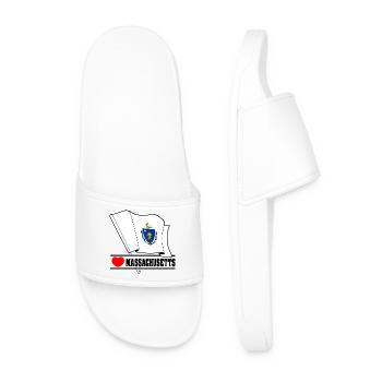 Flag Massachusetts heart MASSACHUSETTS - Men’s Pool Sliders - white - Front