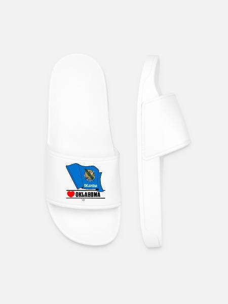 Flag Oklahoma heart OKLAHOMA - Men’s Pool Sliders - white
