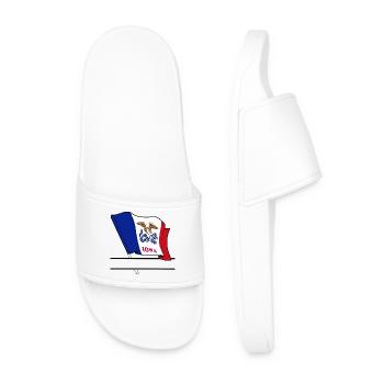 Flag Iowa text banner - Men’s Pool Sliders - white - Front