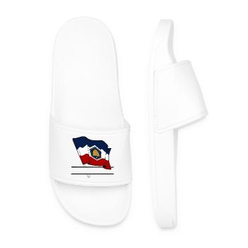 Flag Utah text banner - Men’s Pool Sliders - white - Front