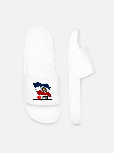 Flag Utah heart UTAH - Men’s Pool Sliders - white