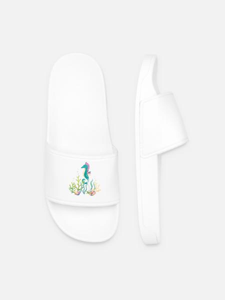 Meeresaquarium Seepferdchen Design - Männer Badelatschen - Weiß