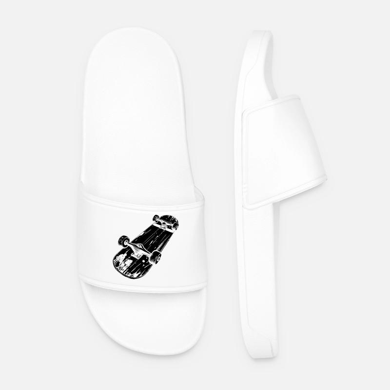 Skateboard Skizze - Männer Badelatschen - Weiß