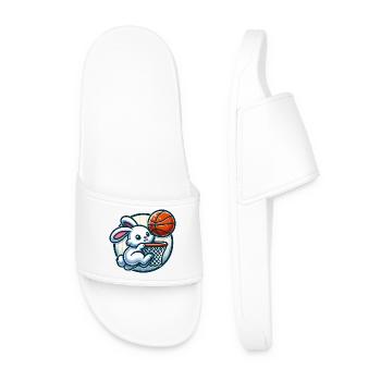 Cute basket hunter bunny - Men’s Pool Sliders - white - Front