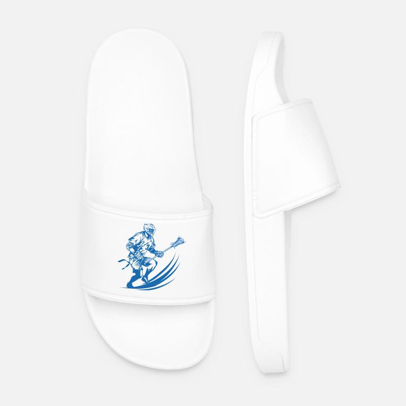 Lacrosse Player Graphics - Men’s Pool Sliders - white