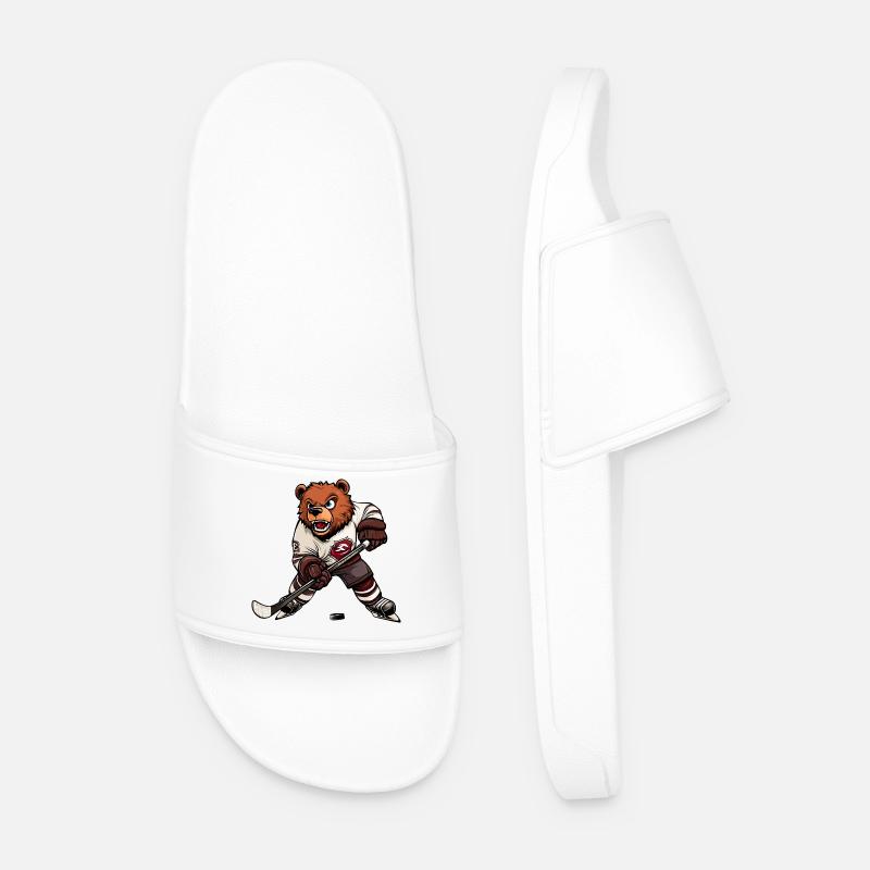Bär Eishockeyspieler - Männer Badelatschen - Weiß