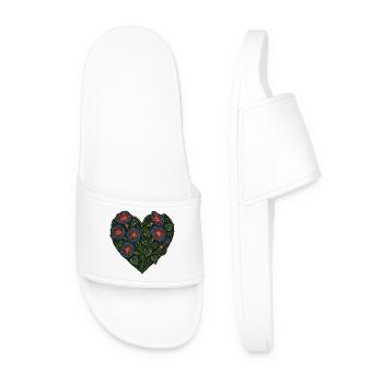 Motif floral de gloire du matin en forme de cœur - Claquettes Homme - blanc - Devant