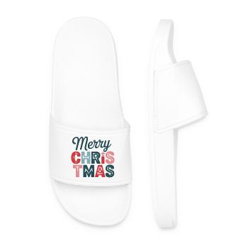 Buntes Weihnachtsdesign Frohe Weihnachten - Männer Badelatschen - Weiß - Vorne