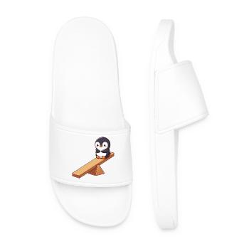 Cute Penguin Cartoon Friends Friendship - Men’s Pool Sliders - white - Front