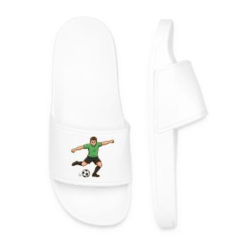 Joueur de football dessin animé but tir vert - Claquettes Homme - blanc - Devant