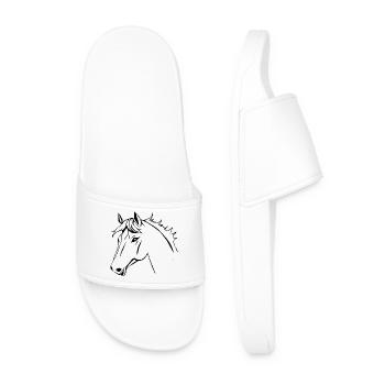 Horses T-shirt Horse Head Gift Rider - Men’s Pool Sliders - white - Front