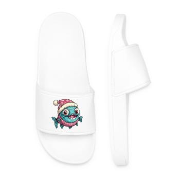 Piranha Fish Christmas - Men’s Pool Sliders - white - Front