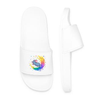 Colorful mouse in a swirl of color - Men’s Pool Sliders - white - Front