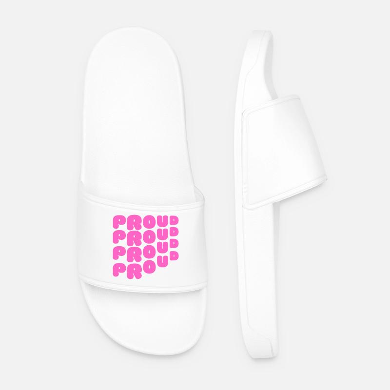 Pride / CSD / LGBTQ+ Design "PROUD" - Men’s Pool Sliders - white
