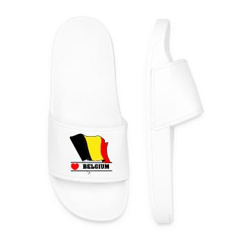 Drapeau belge avec cœur - Claquettes Homme - blanc - Devant