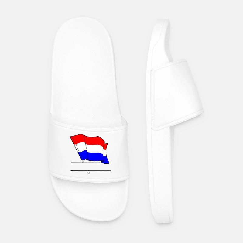 Netherlands Flag – Name Space - Men’s Pool Sliders - white