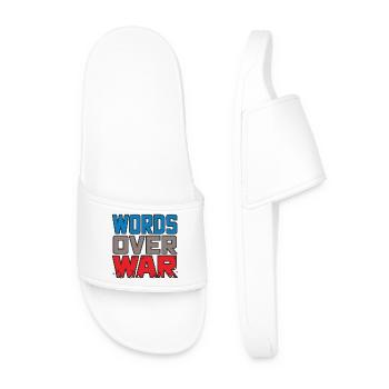 WORDS OVER WAR #2 - let's talk - Men’s Pool Sliders - white - Front