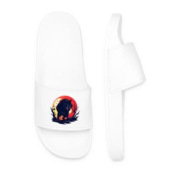 evil moon wolf werewolf in gloomy moonlight - Men’s Pool Sliders - white - Front