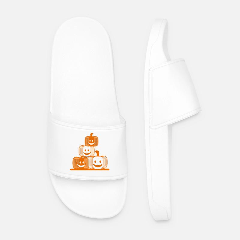 Four Laughing Pumpkins – Modern Halloween Icon - Men’s Pool Sliders - white