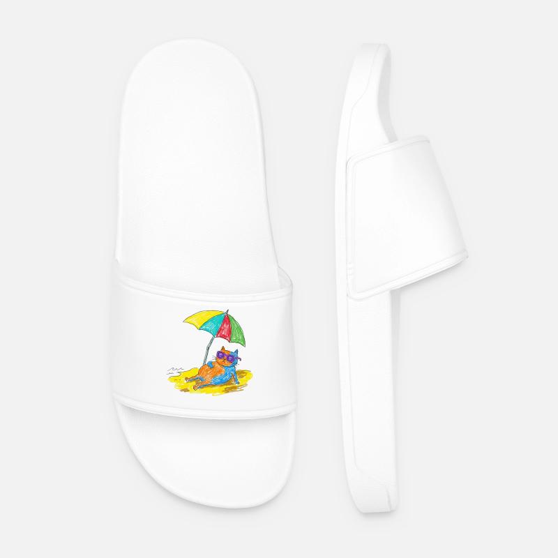 Katzen am Strand  - Männer Badelatschen - Weiß