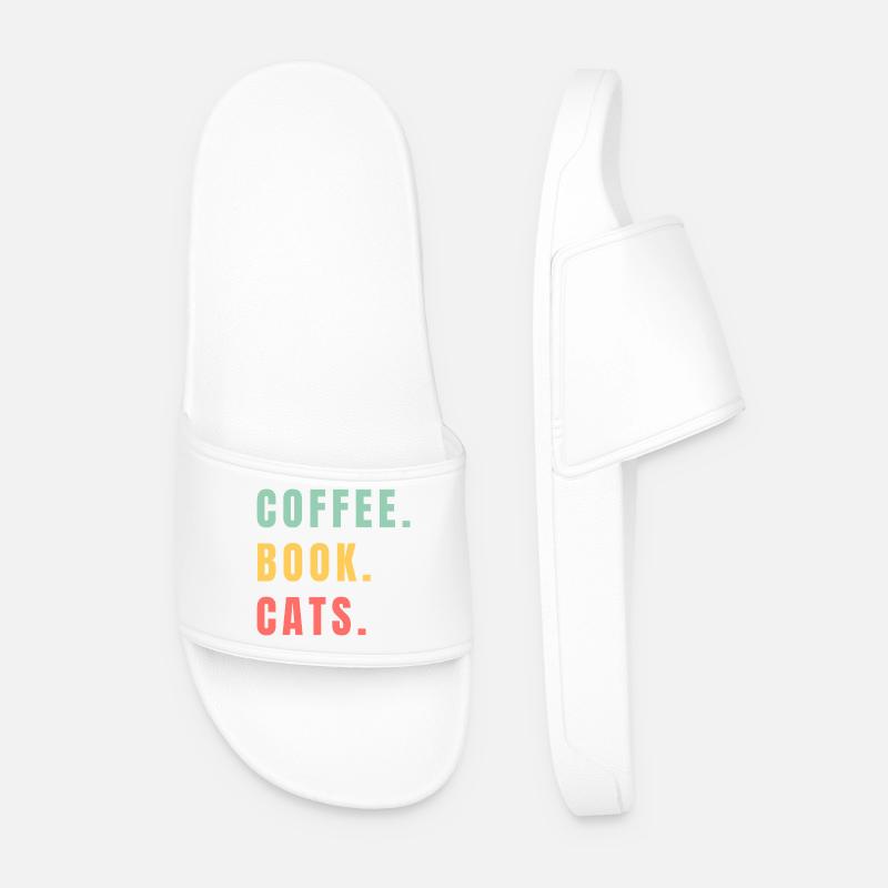 COFFEE BOOK CATS - Männer Badelatschen - Weiß