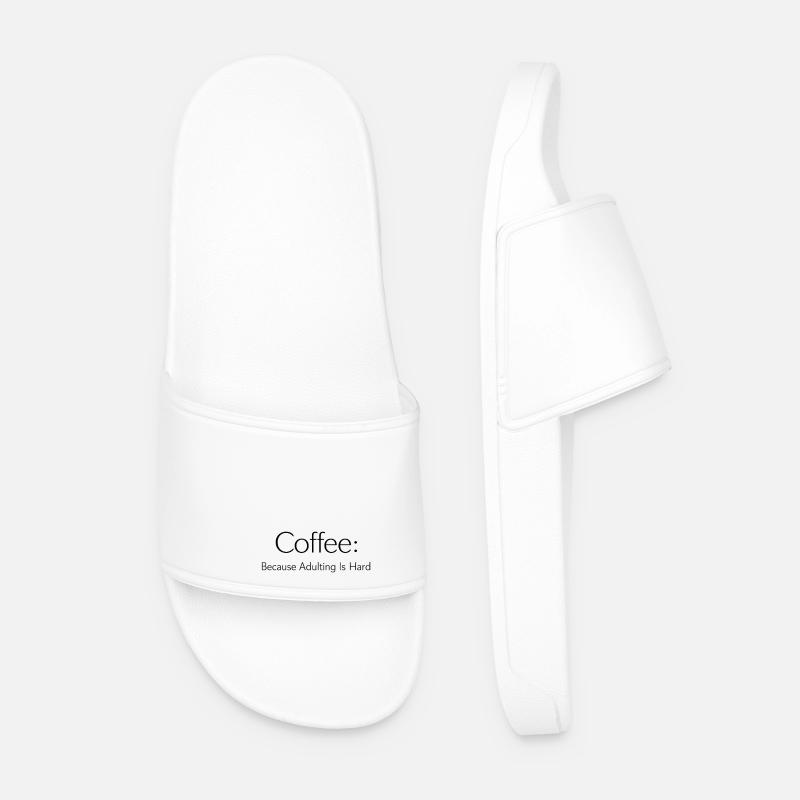 Coffee Because Murder Is Wrong - Men’s Pool Sliders - white