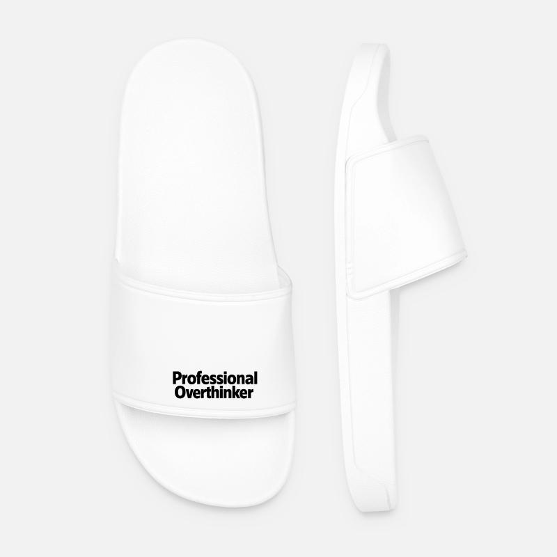 Professional Overthinker Minimalist - Men’s Pool Sliders - white