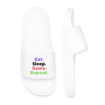Gamer T-Shirt – Eat Sleep Game Repeat - Men’s Pool Sliders - white - Front