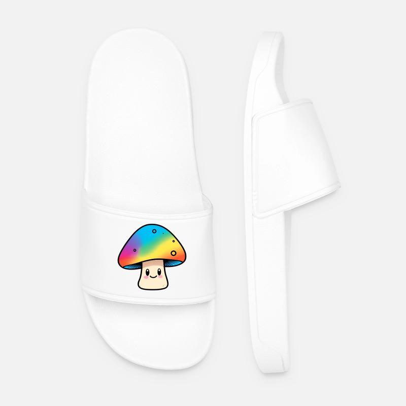 Kawaii Regenbogenpilz Design - Männer Badelatschen - Weiß