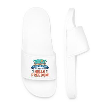 Pension: Retirement Mode Activated – Hello Freedom - Men’s Pool Sliders - white - Front