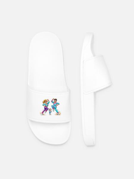 Retro aerobics family in motion - Men’s Pool Sliders - white