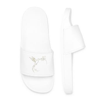 Minimalist Hummingbird Silhouette Bird Flying - Men’s Pool Sliders - white - Front